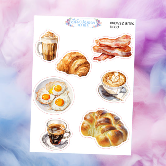 Brews & Bites Deco Stickers | Coffee Stickers