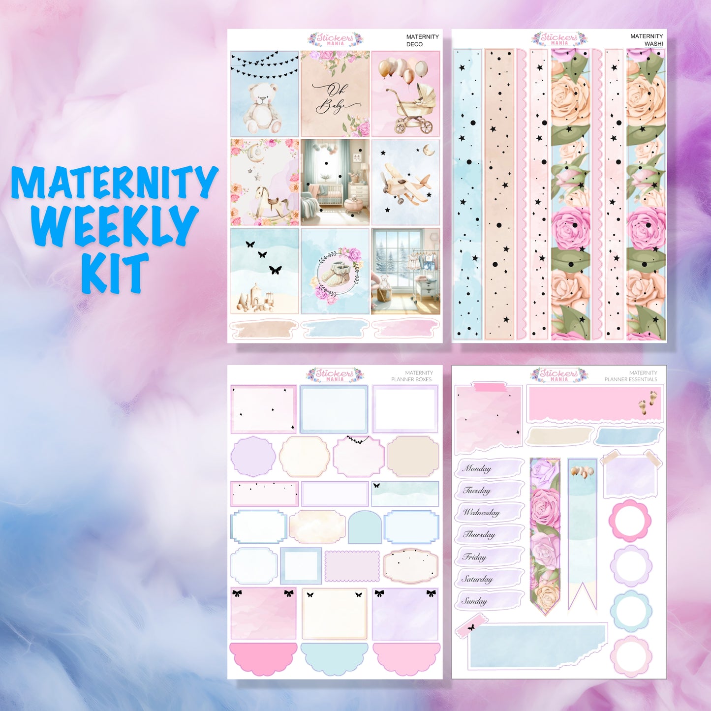 Maternity Stickers Kit | Deco & Planner New Mom Stickers