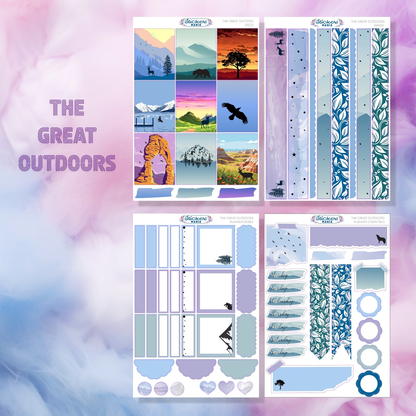 The Great Outdoors Stickers Kit | National Parks Deco & Planner Stickers
